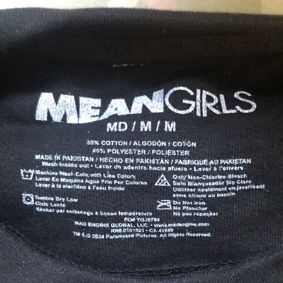 Mean Girls That's So Fetch Black Graphic Sweatshirt Women's Size Medium New - Picture 7 of 9